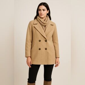 Vintage Noble Fashions Wool Coat Made in USA Beige Camel Women’s L Classic